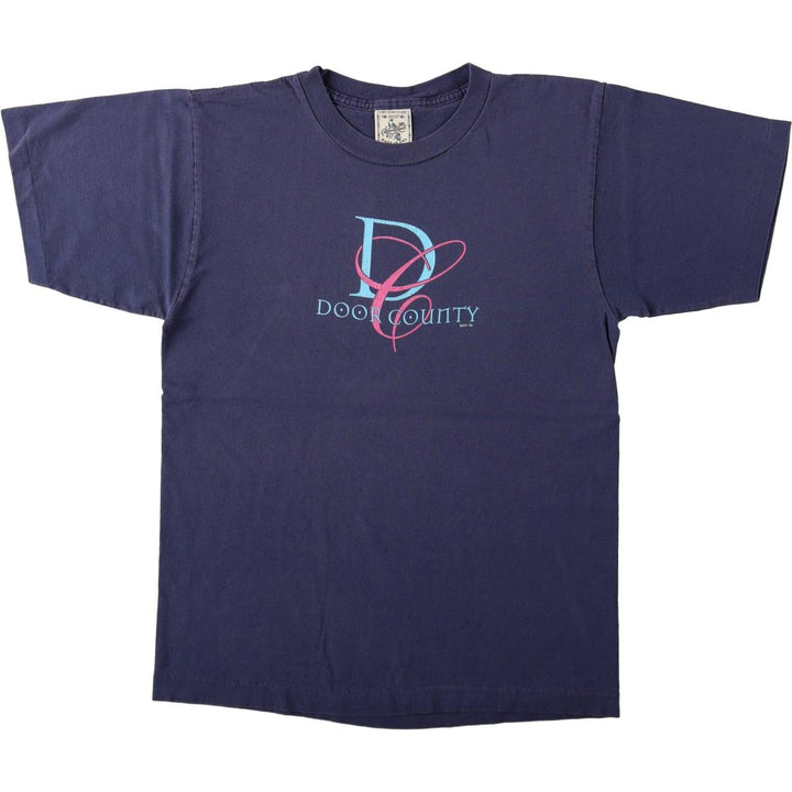 90'S ALORE Print T-Shirt, Made in USA, Men's Size M (Equivalent), Vintage cotton navy blue type Vintage Second Hand