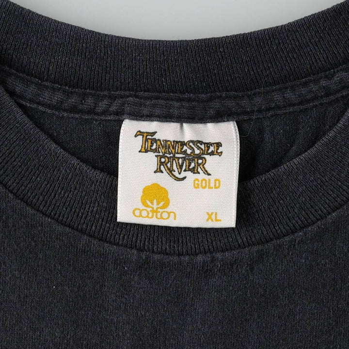 90'S TENNESSEE RIVER GOLD Message Print T-Shirt, Made in USA, Men's XL equivalent, Vintage cotton black type Vintage Second Hand