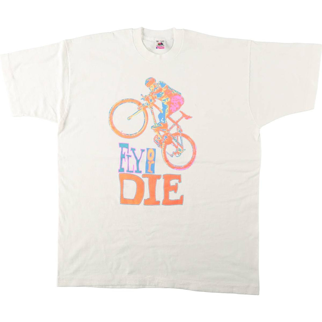 90'S Fruit of the Loom printed T-shirt, made in the USA, men's XXL, vintage cotton white type Vintage Second Hand