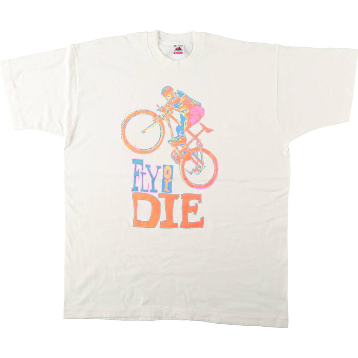90'S Fruit of the Loom printed T-shirt, made in the USA, men's XXL, vintage cotton white type Vintage Second Hand