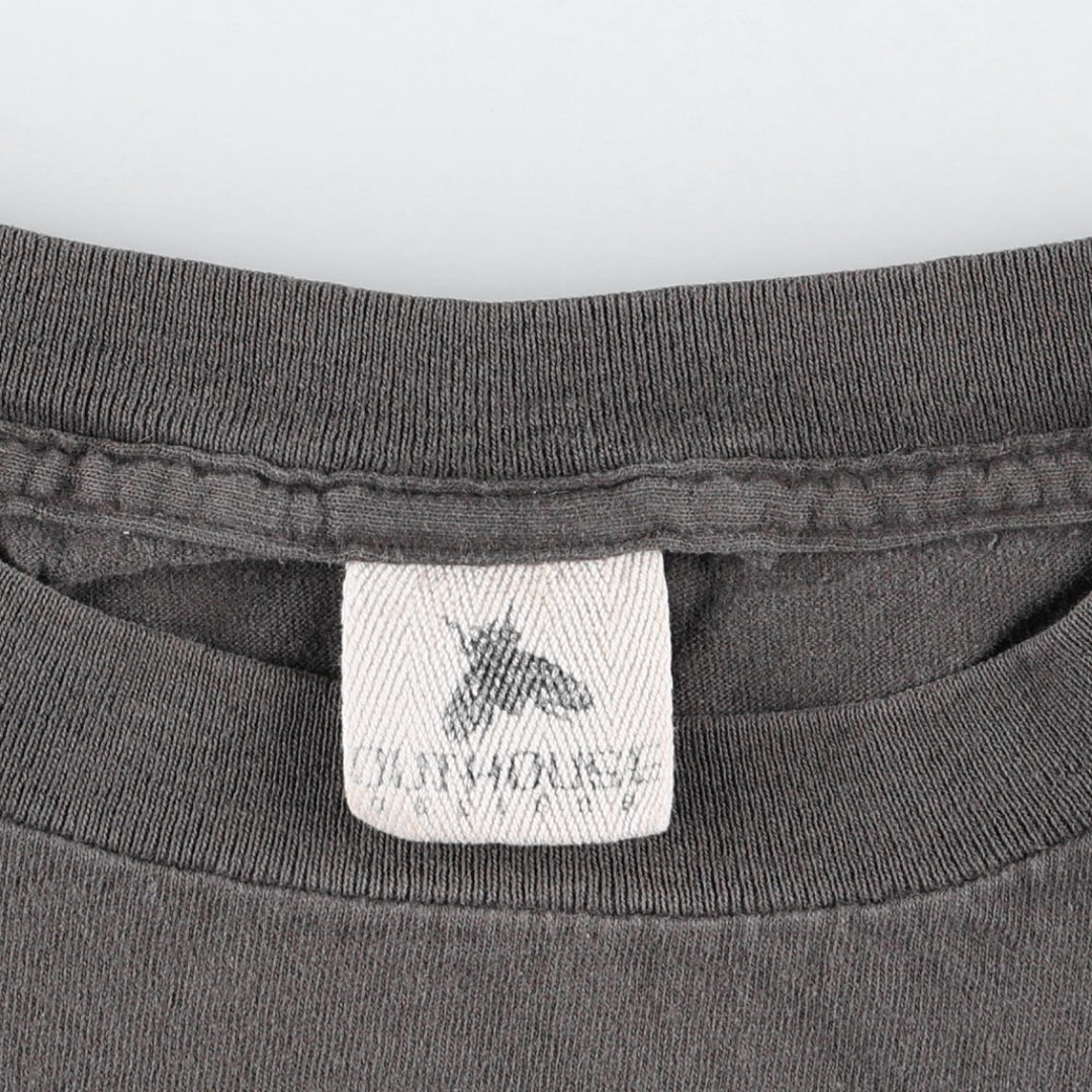 OUTHOUSE embroidered T-shirt, made in USA, men's size M (equivalent) cotton Charcoal Vintage Second Hand