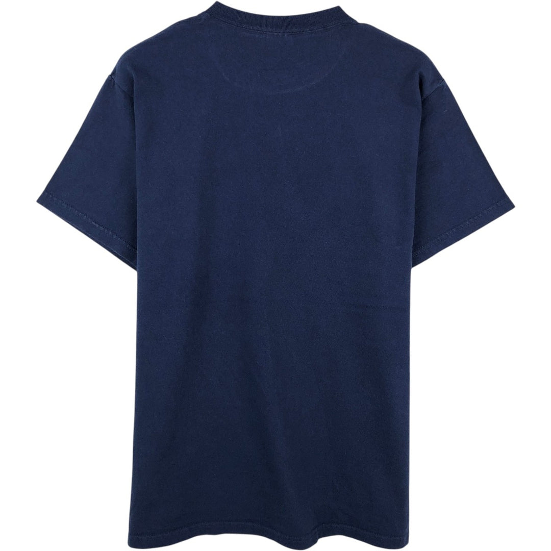 2000'S Fruit of the Loom Heavy Cotton Print T-Shirt, Men's Size M (approx.) cotton Navy blue Vintage Second Hand