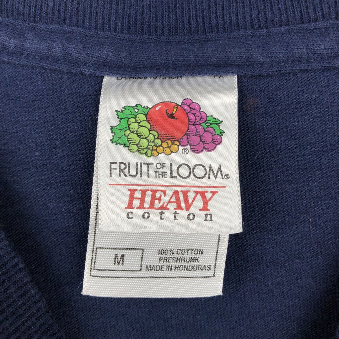 2000'S Fruit of the Loom Heavy Cotton Print T-Shirt, Men's Size M (approx.) cotton Navy blue Vintage Second Hand