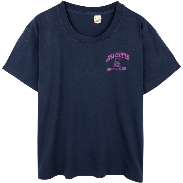 90'S SCREEN STARS Printed T-shirt Made in USA Men's L Vintage cotton navy blue type Vintage Second Hand
