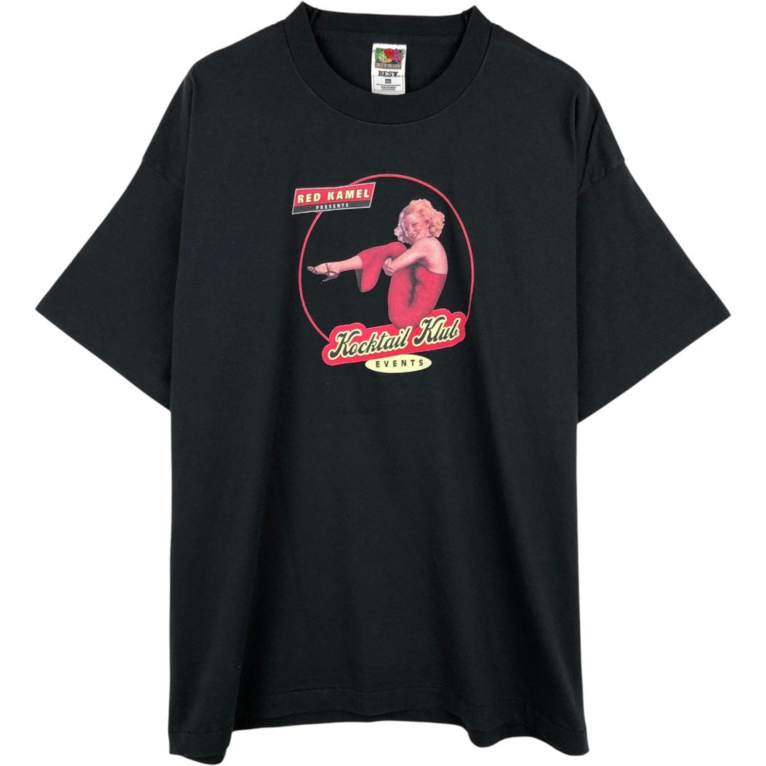 90'S Fruit of the Loom XL (Men's XL equivalent) Vintage Pin-up Girl cotton black type Vintage Second Hand