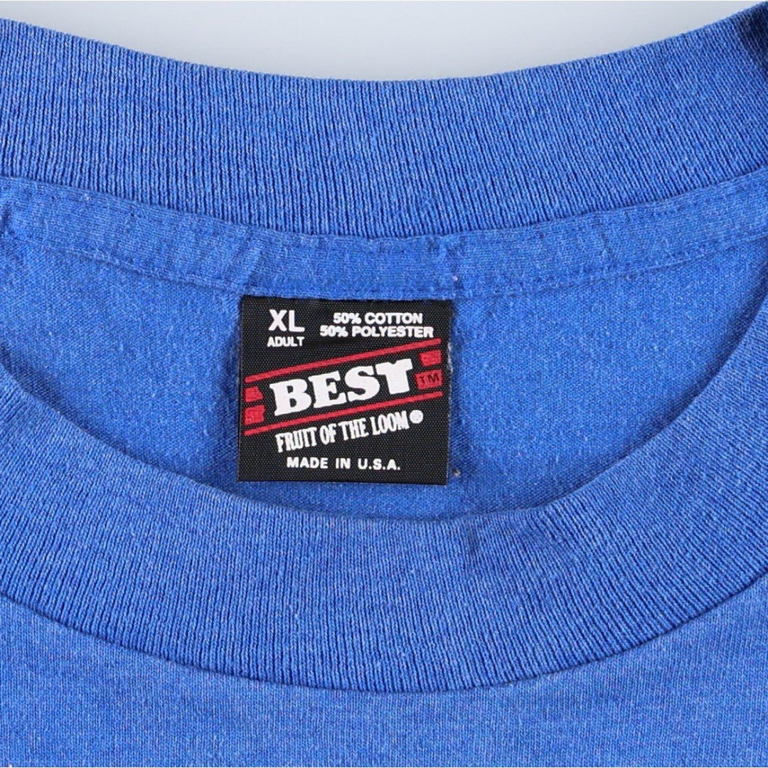 90'S Fruit of the Loom Best Printed T-shirt, Made in USA, Men's XL, Vintage cotton blue type Vintage Second Hand