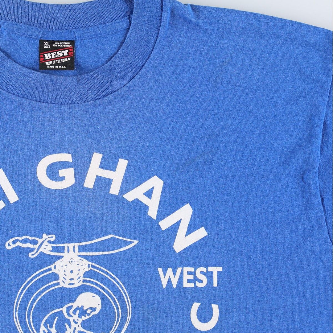 90'S Fruit of the Loom Best Printed T-shirt, Made in USA, Men's XL, Vintage cotton blue type Vintage Second Hand