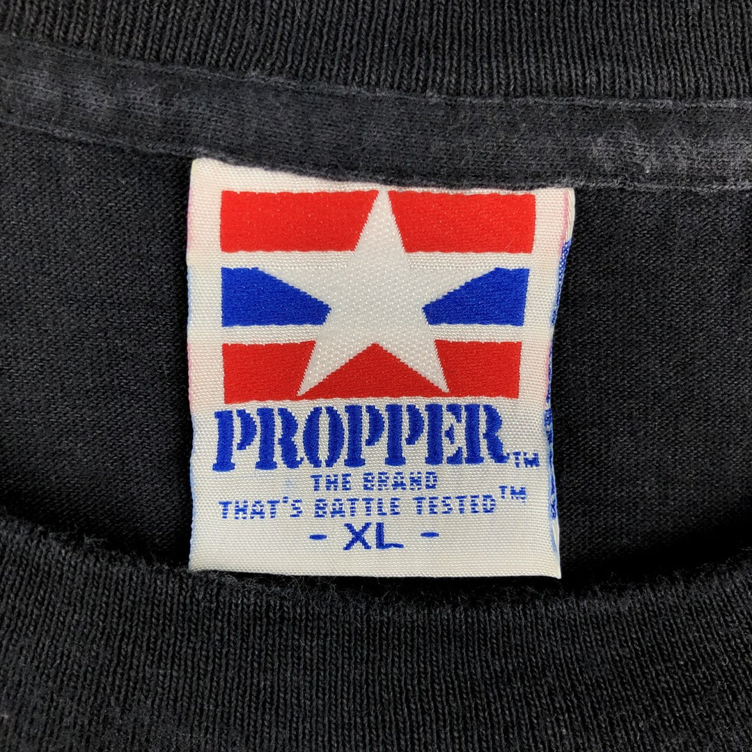 90'S PROPPER Skull Pattern Print T-Shirt, Made in USA, Men's XL equivalent, Vintage cotton black type Vintage Second Hand