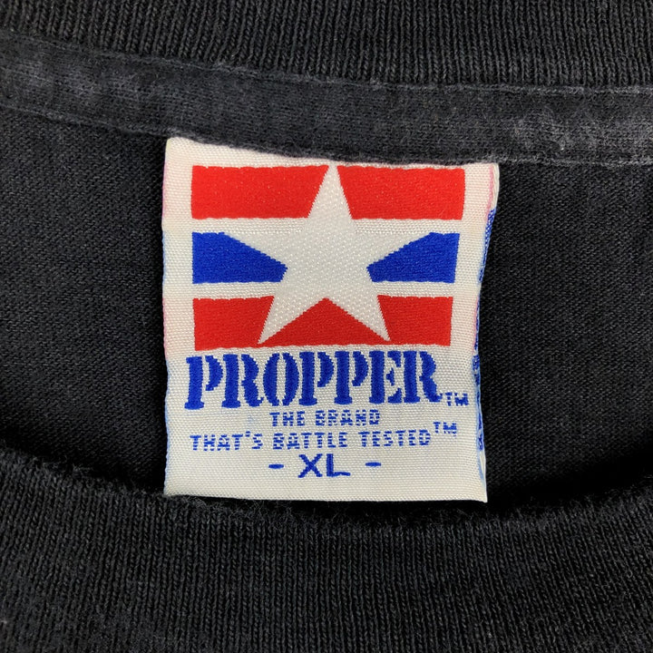 90'S PROPPER Skull Pattern Print T-Shirt, Made in USA, Men's XL equivalent, Vintage cotton black type Vintage Second Hand