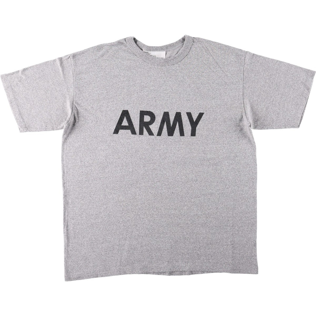80'S US Army Military Print T-Shirt, Made in USA, Men's XXL equivalent, Vintage cotton gray type Vintage Second Hand