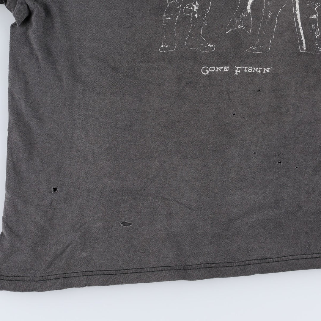 Printed T-shirt, men's size L cotton Charcoal Vintage Second Hand