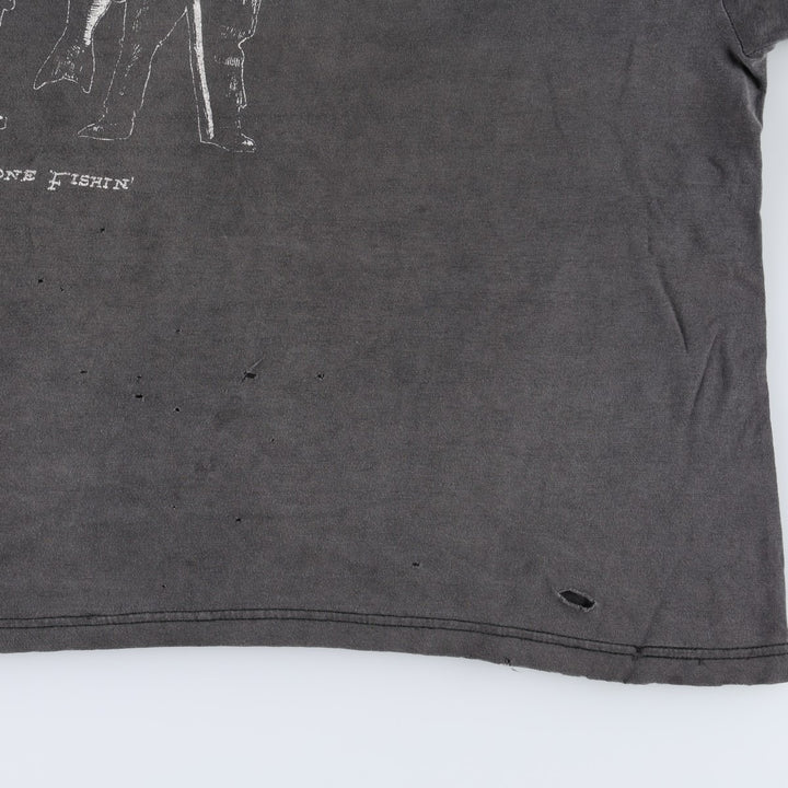 Printed T-shirt, men's size L cotton Charcoal Vintage Second Hand