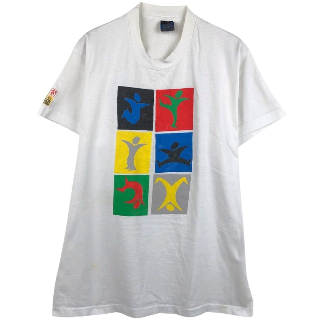 90'S Screen Stars Best Printed T-Shirt, Made in USA, Men's Size Medium, Vintage cotton white type Vintage Second Hand