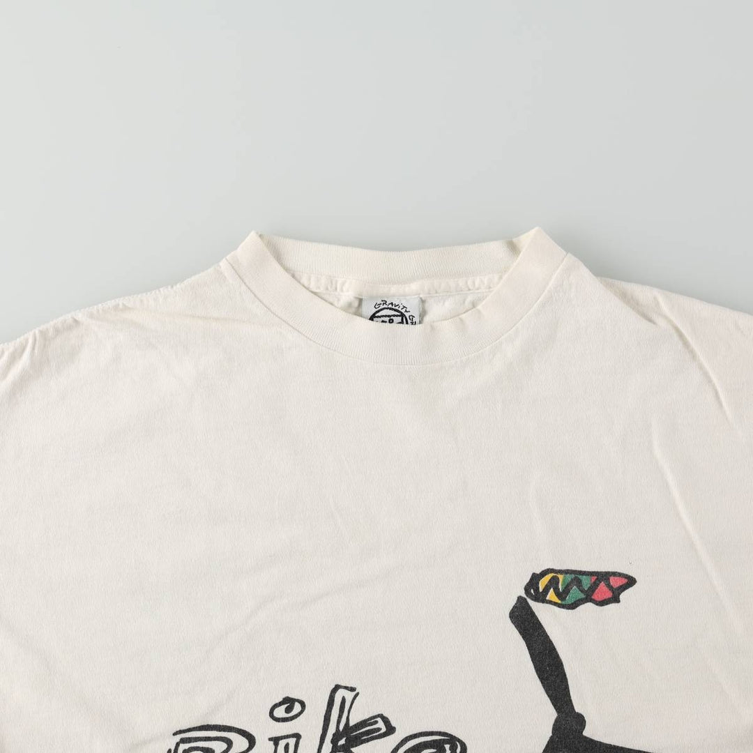 80'S GRAVITY GRAPHICS Print T-Shirt, Made in USA, Men's Size L (Equivalent), Vintage cotton white type Vintage Second Hand