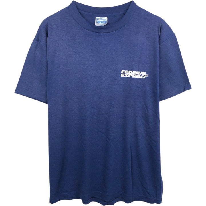 90'S Hanes Fifty-Fifty Blue Tag Advertising T-Shirt, Made in USA, Men's Size XL (approx.) cotton navy blue type Vintage Second Hand