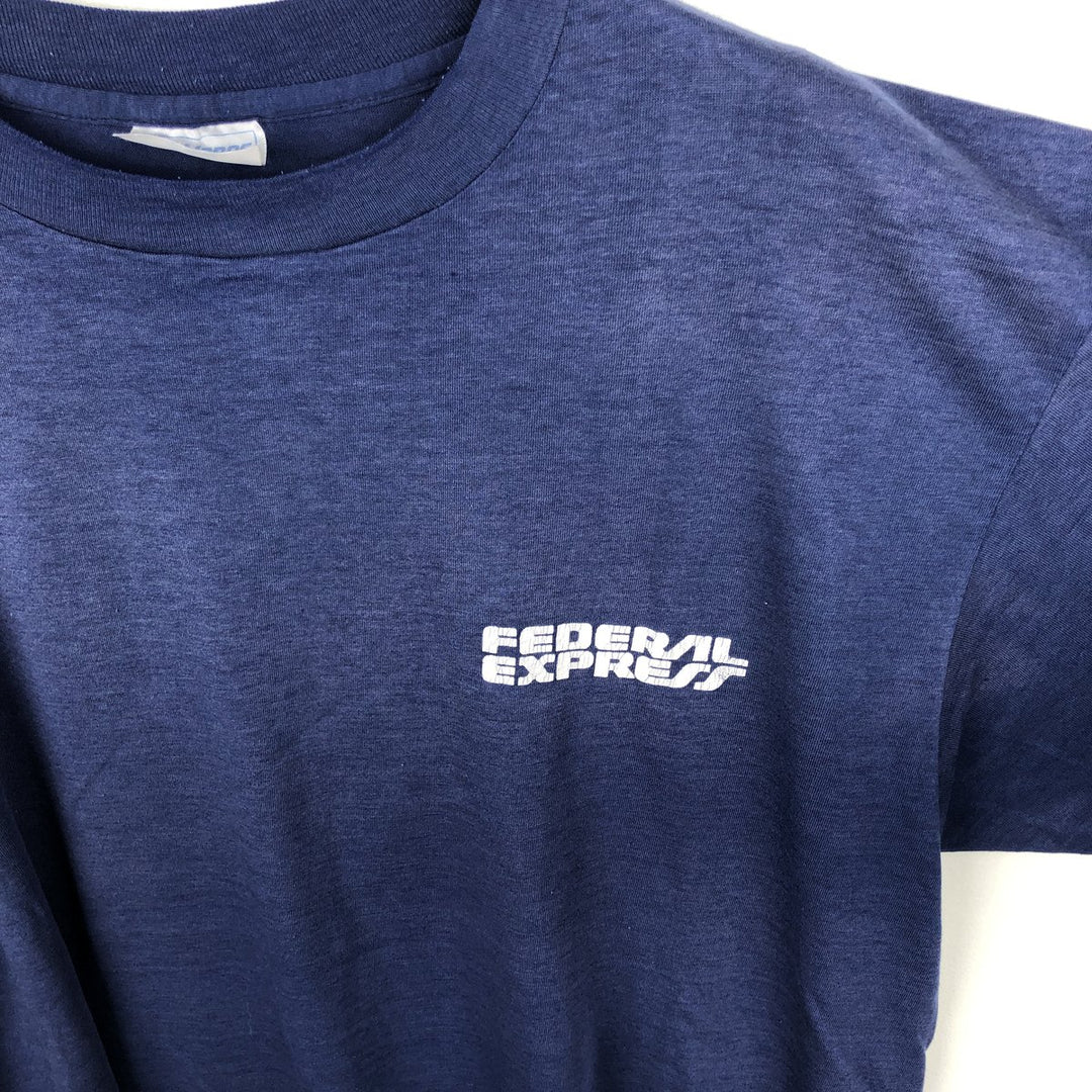 90'S Hanes Fifty-Fifty Blue Tag Advertising T-Shirt, Made in USA, Men's Size XL (approx.) cotton navy blue type Vintage Second Hand