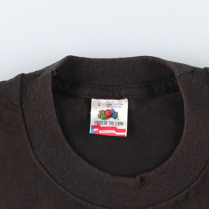 90'S Fruit of the Loom floral print t-shirt, made in USA, men's size L equivalent, vintage. cotton black type Vintage Second Hand