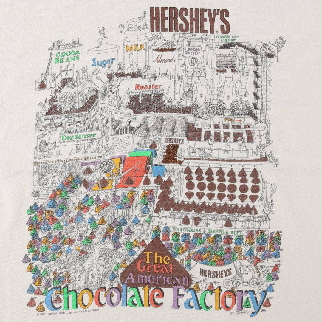 90'S Hanes The Hershey Company Print T-Shirt, Made in USA, Men's Size M (approx.), Vintage cotton white type Vintage Second Hand