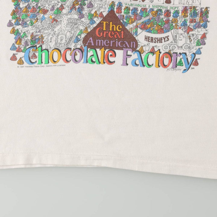 90'S Hanes The Hershey Company Print T-Shirt, Made in USA, Men's Size M (approx.), Vintage cotton white type Vintage Second Hand