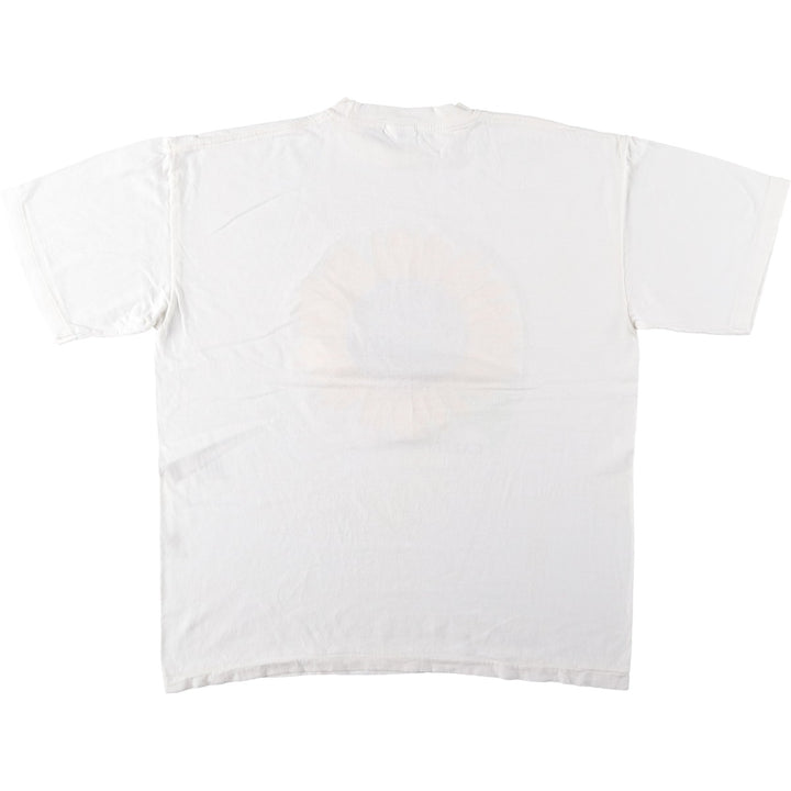 90'S Hawks floral sunflower pattern printed T-shirt, men's size XL equivalent, vintage. cotton white type Vintage Second Hand