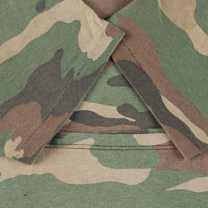 ~90'S 5050 Camouflage Pattern Woodland Camo Pocket T-Shirt Men's Size L (Equivalent) Vintage unclear Khaki type Vintage Second Hand