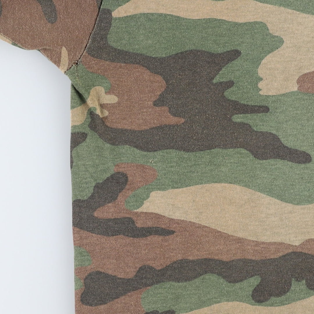 ~90'S 5050 Camouflage Pattern Woodland Camo Pocket T-Shirt Men's Size L (Equivalent) Vintage unclear Khaki type Vintage Second Hand