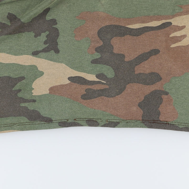 ~90'S 5050 Camouflage Pattern Woodland Camo Pocket T-Shirt Men's Size L (Equivalent) Vintage unclear Khaki type Vintage Second Hand