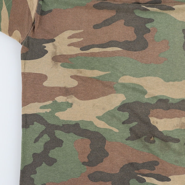 ~90'S 5050 Camouflage Pattern Woodland Camo Pocket T-Shirt Men's Size L (Equivalent) Vintage unclear Khaki type Vintage Second Hand
