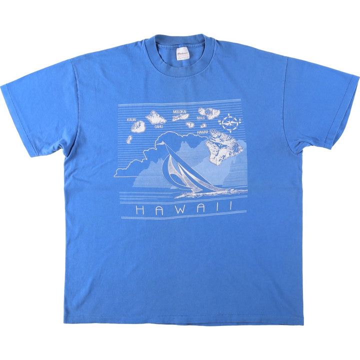 80s-90'S Stedman souvenir T-shirt, made in USA, men's size XL equivalent, vintage. cotton blue type Vintage Second Hand