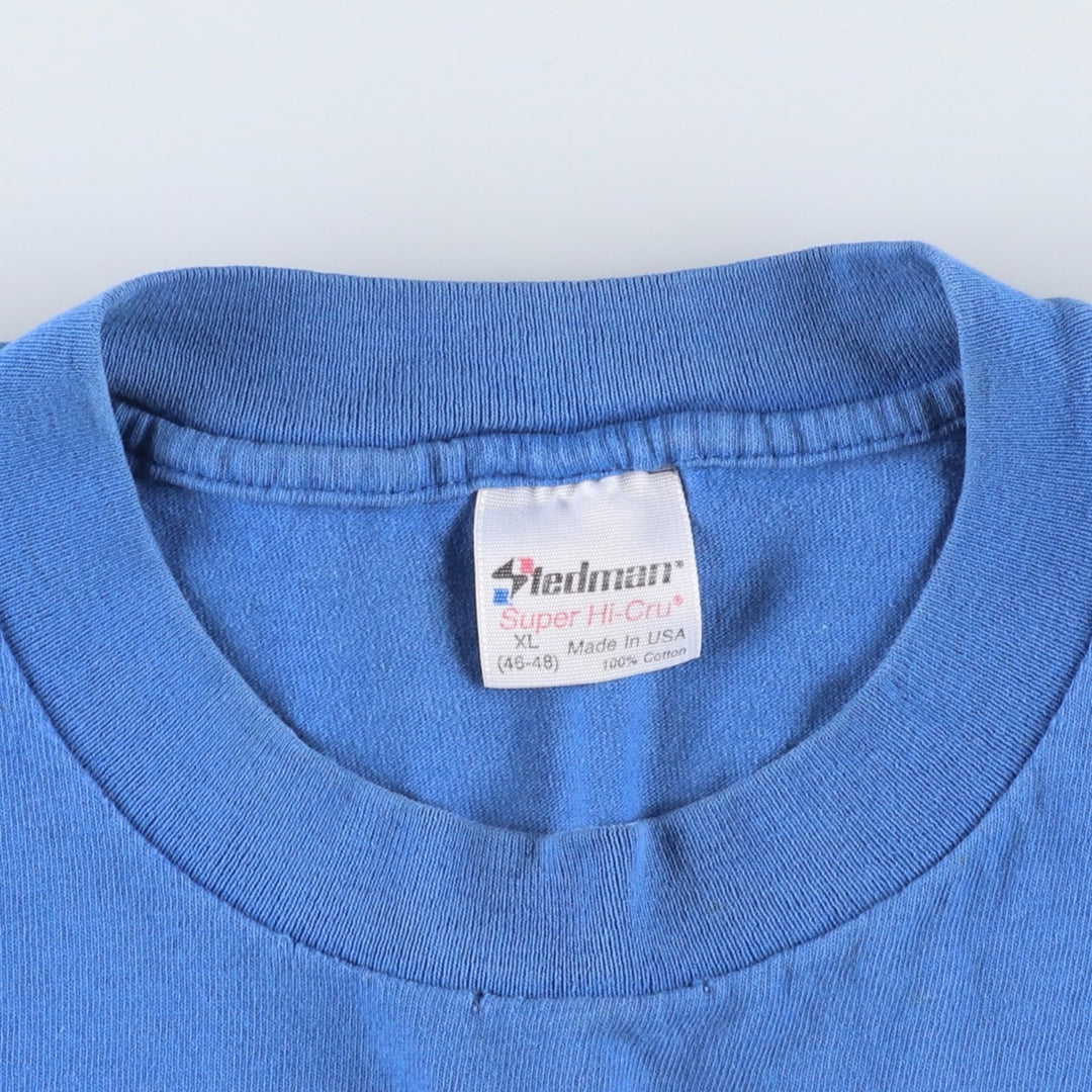 80s-90'S Stedman souvenir T-shirt, made in USA, men's size XL equivalent, vintage. cotton blue type Vintage Second Hand