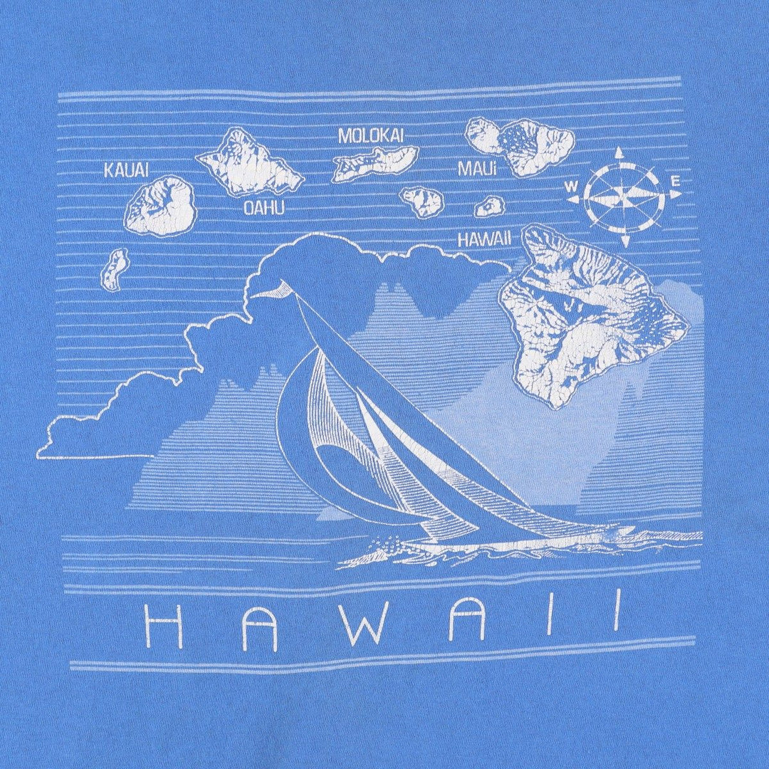 80s-90'S Stedman souvenir T-shirt, made in USA, men's size XL equivalent, vintage. cotton blue type Vintage Second Hand