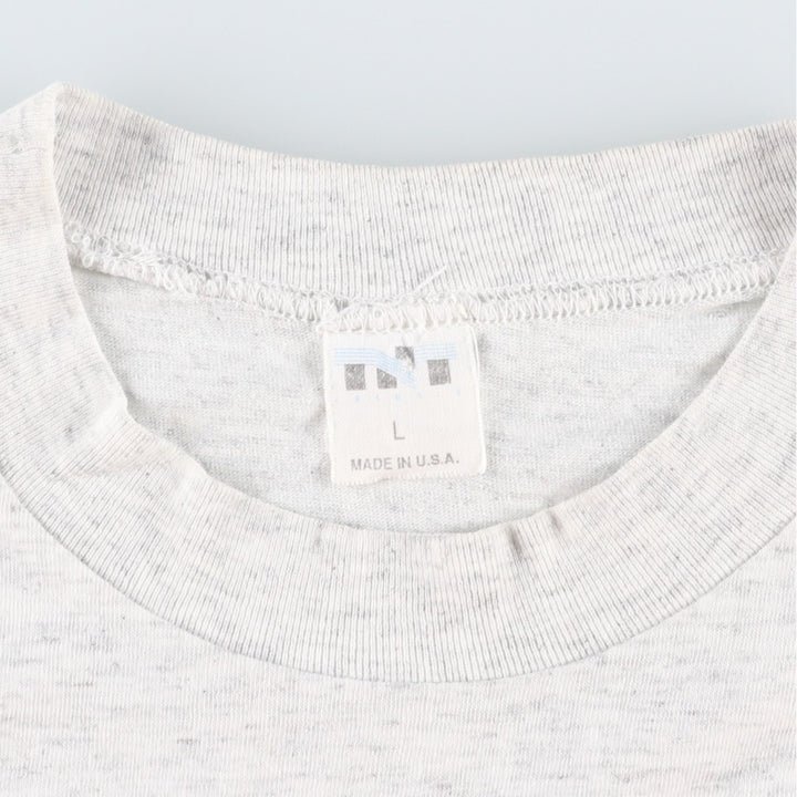 TNT Pelican Pattern Print T-Shirt, Made in USA, Men's Size L (Equivalent), Vintage cotton gray type Vintage Second Hand