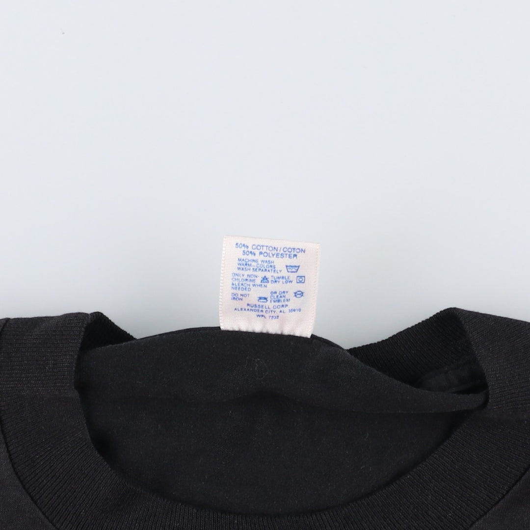90'S Jerzees SUPER T Print T-Shirt, Made in USA, Men's XL equivalent, Vintage cotton black type Vintage Second Hand