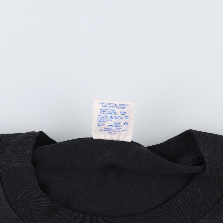 90'S Jerzees SUPER T Print T-Shirt, Made in USA, Men's XL equivalent, Vintage cotton black type Vintage Second Hand