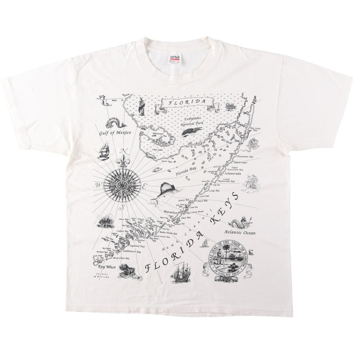 90'S Anvil Printed T-shirt Made in USA Men's XL Vintage cotton white type Vintage Second Hand