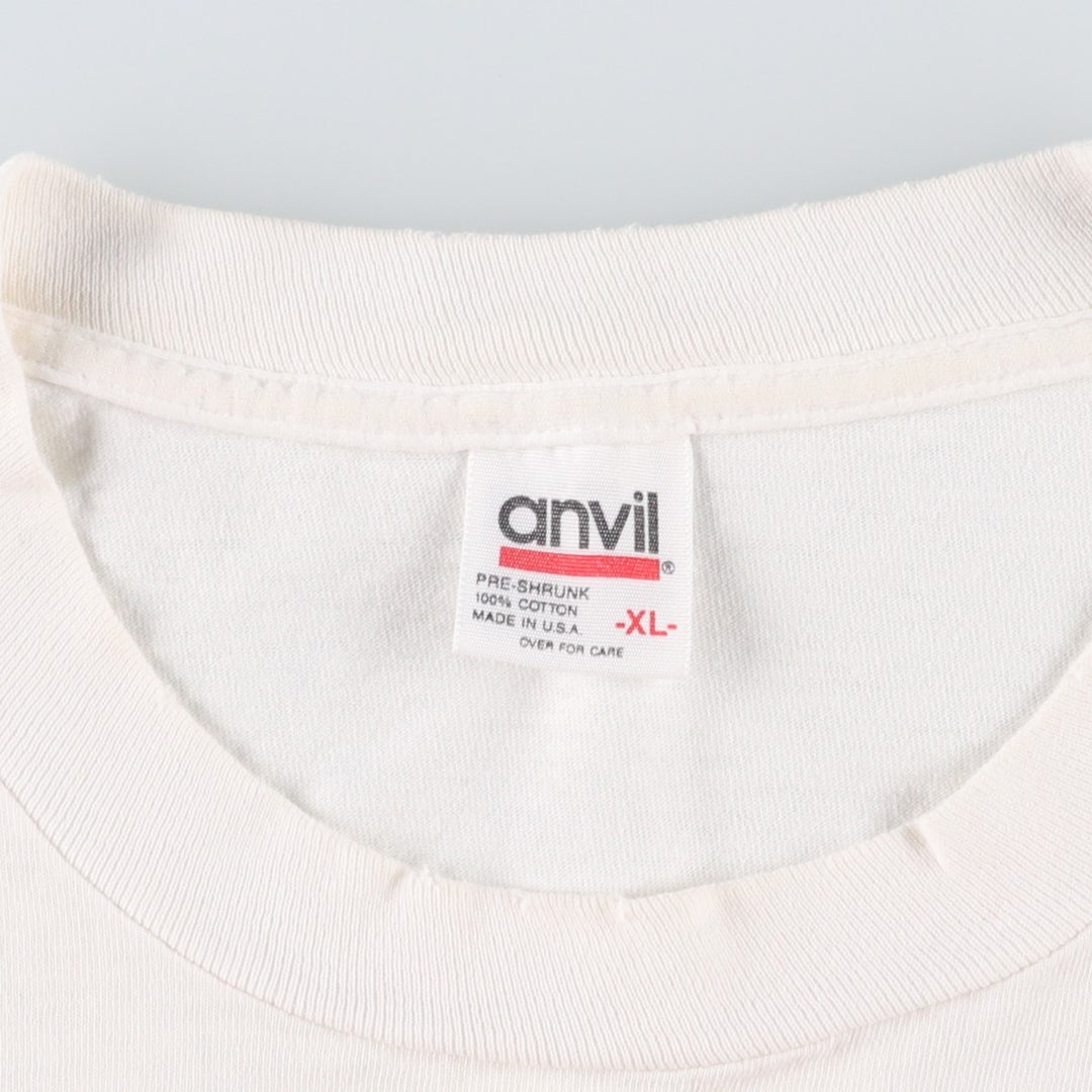 90'S Anvil Printed T-shirt Made in USA Men's XL Vintage cotton white type Vintage Second Hand