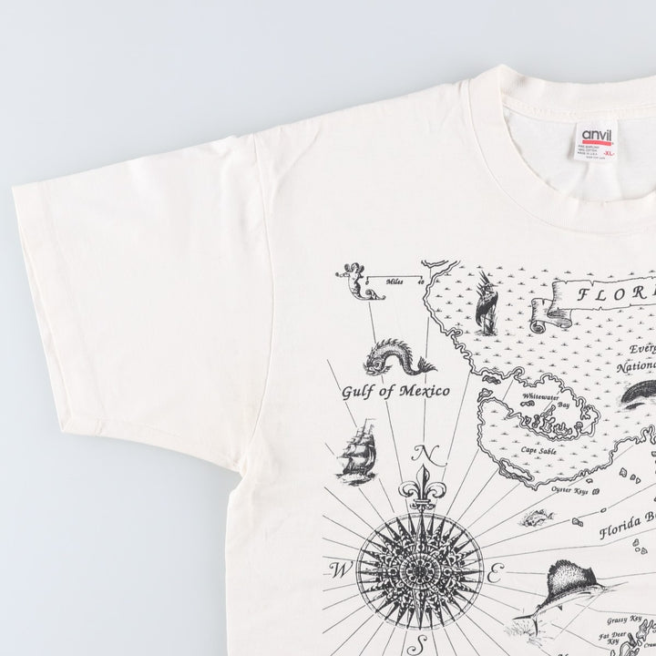 90'S Anvil Printed T-shirt Made in USA Men's XL Vintage cotton white type Vintage Second Hand