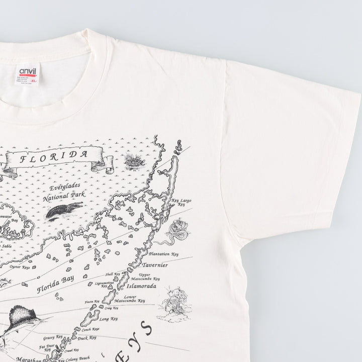 90'S Anvil Printed T-shirt Made in USA Men's XL Vintage cotton white type Vintage Second Hand