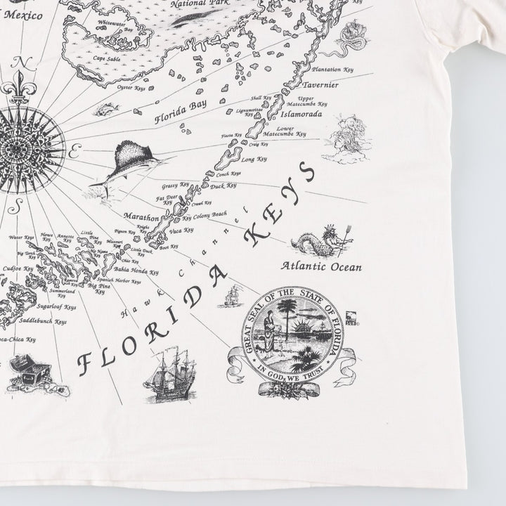 90'S Anvil Printed T-shirt Made in USA Men's XL Vintage cotton white type Vintage Second Hand