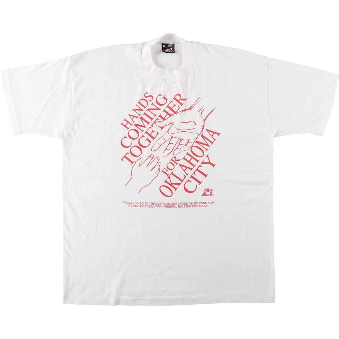 90'S Fruit of the Loom printed T-shirt, made in the USA, men's XL size, vintage cotton white type Vintage Second Hand