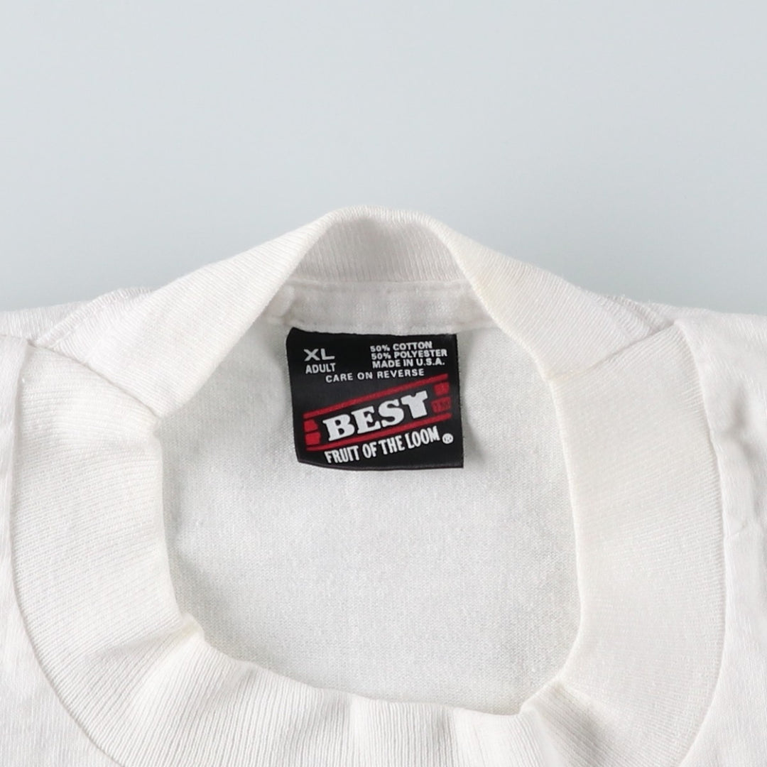 90'S Fruit of the Loom printed T-shirt, made in the USA, men's XL size, vintage cotton white type Vintage Second Hand