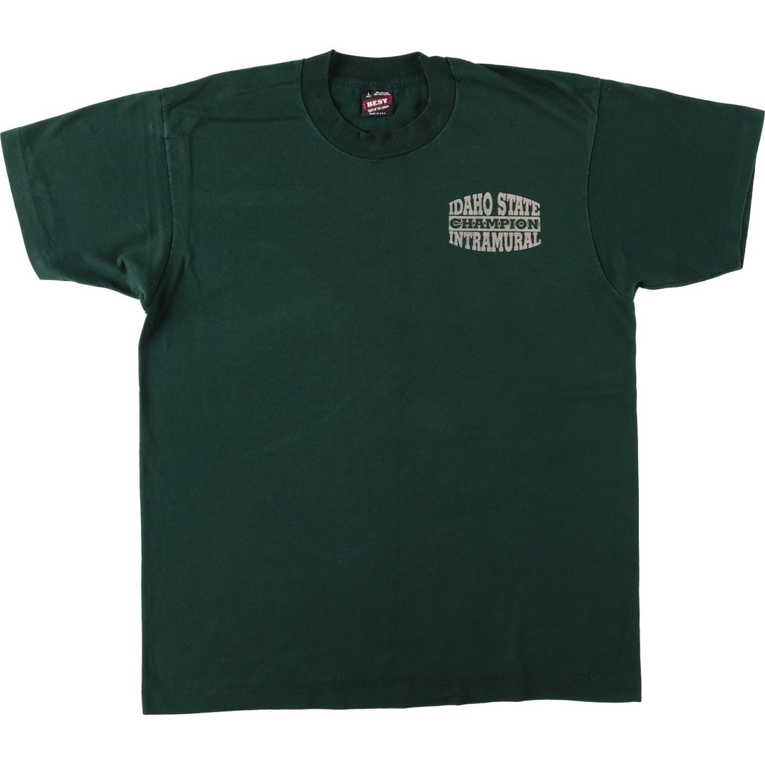 90'S Fruit of the Loom Best Printed T-shirt, Made in USA, Men's L size, Vintage cotton Green type dark green Vintage Second Hand