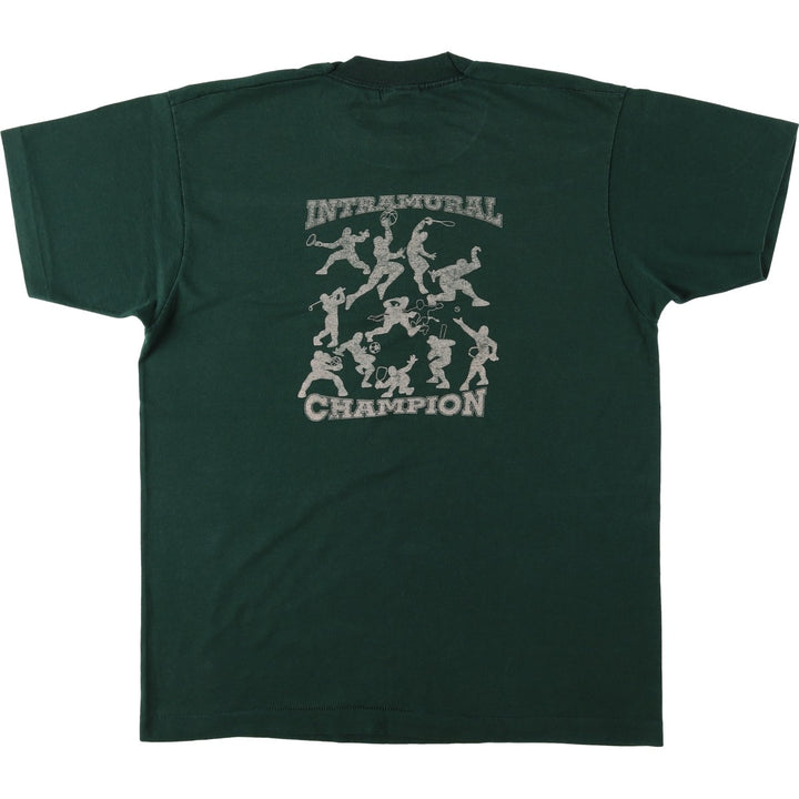 90'S Fruit of the Loom Best Printed T-shirt, Made in USA, Men's L size, Vintage cotton Green type dark green Vintage Second Hand