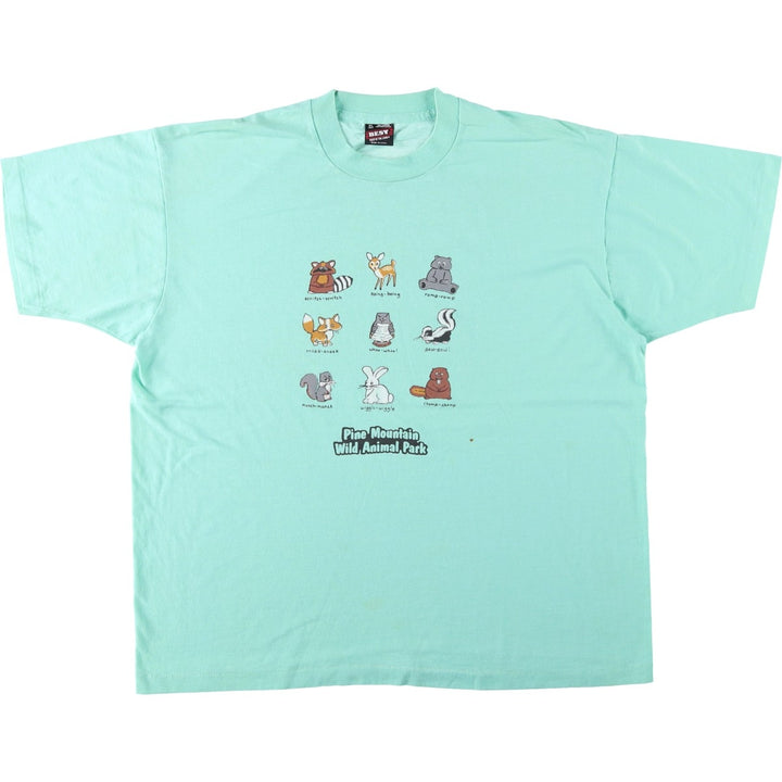 90'S Screen Stars Pine Mountain Wild Animal Park Advertising T-Shirt, Made in USA, Men's XL equivalent. cotton Mint green Vintage Second Hand