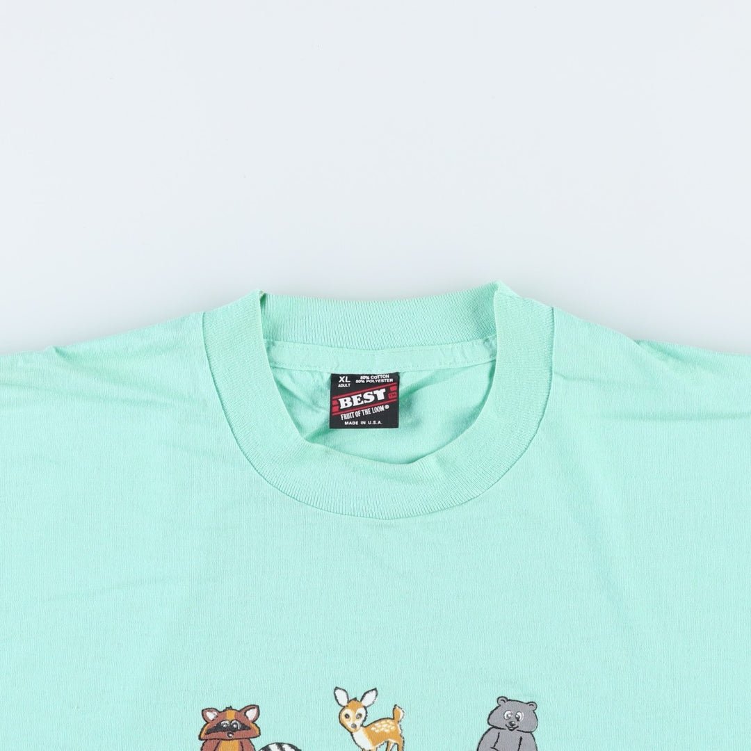 90'S Screen Stars Pine Mountain Wild Animal Park Advertising T-Shirt, Made in USA, Men's XL equivalent. cotton Mint green Vintage Second Hand