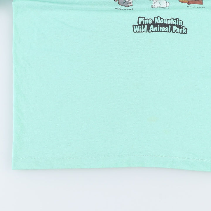 90'S Screen Stars Pine Mountain Wild Animal Park Advertising T-Shirt, Made in USA, Men's XL equivalent. cotton Mint green Vintage Second Hand