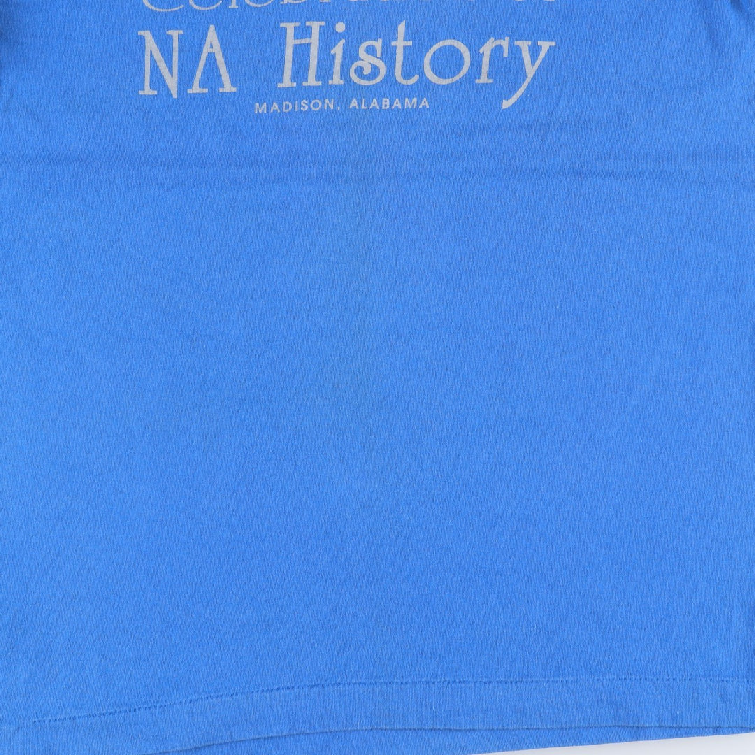 90'S Fruit of the Loom printed T-shirt, made in the USA, men's size L, vintage cotton blue type Vintage Second Hand