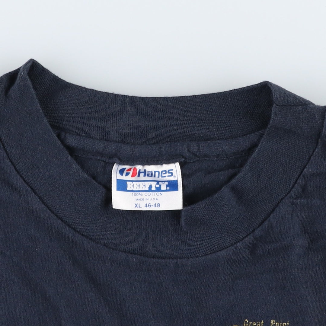 80'S Hanes BEEFY-T Blue Tag Souvenir T-Shirt, Made in USA, Men's XL Equivalent, Vintage cotton navy blue type Vintage Second Hand