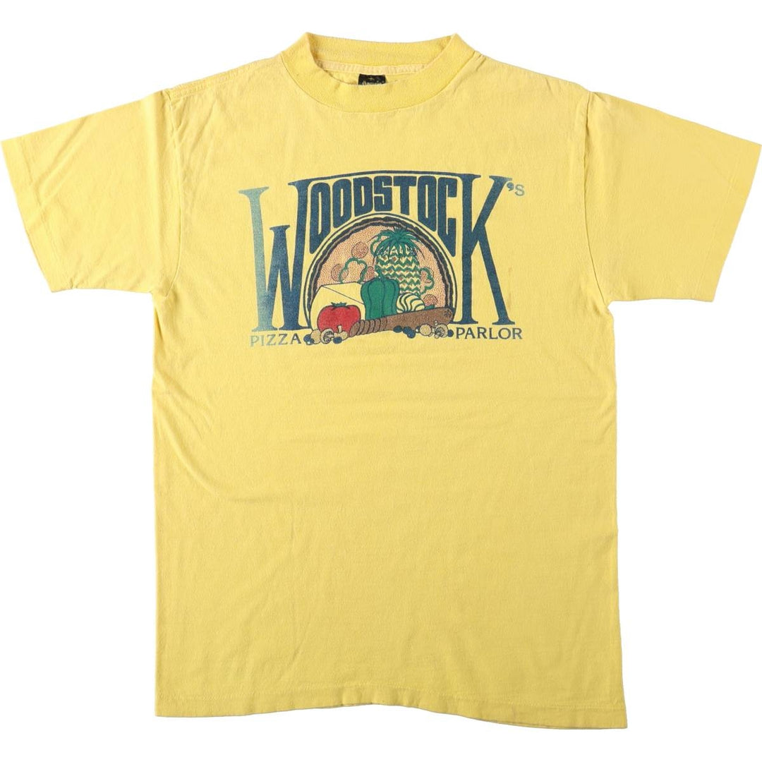 ~90'S Anvil Print T-Shirt, Made in USA, Men's Size L (Equivalent), Vintage cotton yellow type Vintage Second Hand