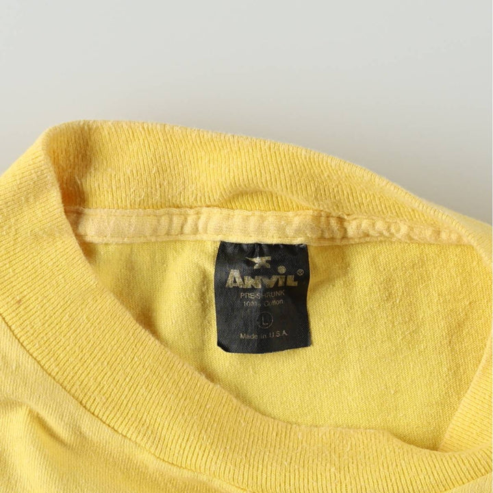 ~90'S Anvil Print T-Shirt, Made in USA, Men's Size L (Equivalent), Vintage cotton yellow type Vintage Second Hand